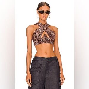 ✨✨Revolve - superdown Kacie Cross Over Top in Brown Snake✨✨